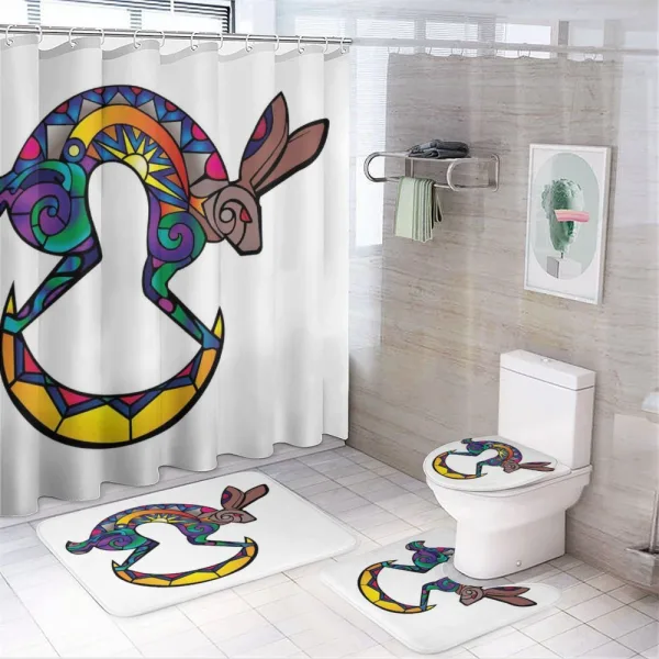 Kokopelli Hare on a shower curtain