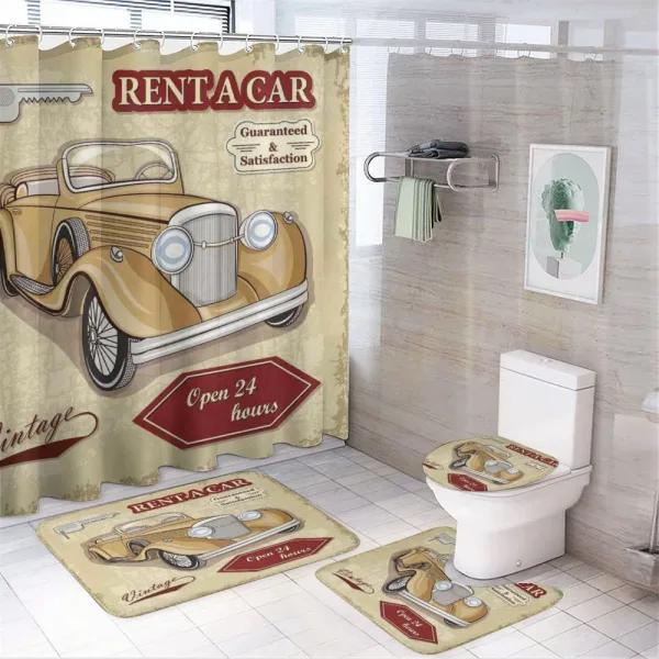 Old Car Poster Effect on a shower curtain