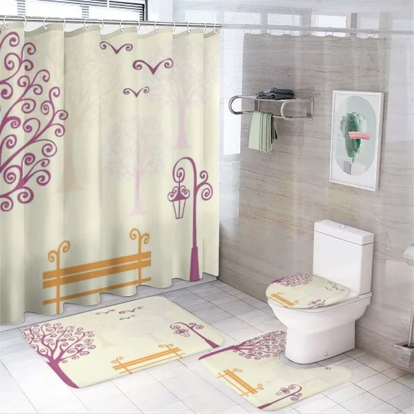 Park Bench Pastel Color on a shower curtain