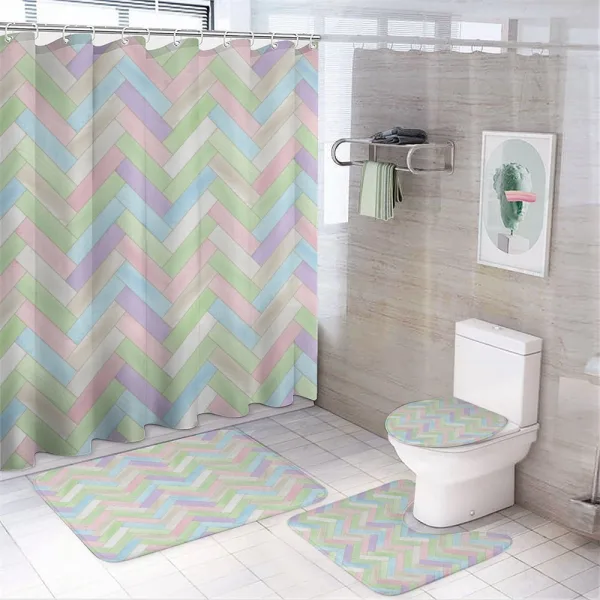 Parquet Herringbone Soft on a shower curtain