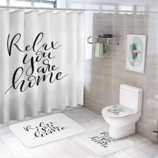 Relax You Are Home Phrase on a shower curtain