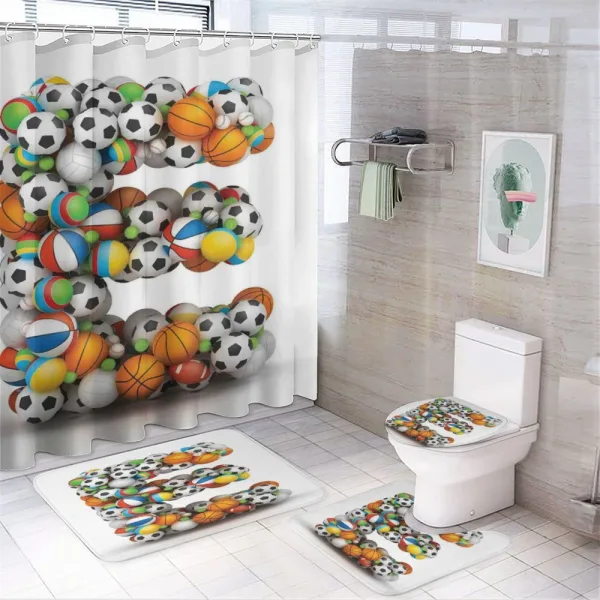 Sports Name Initials on a shower curtain