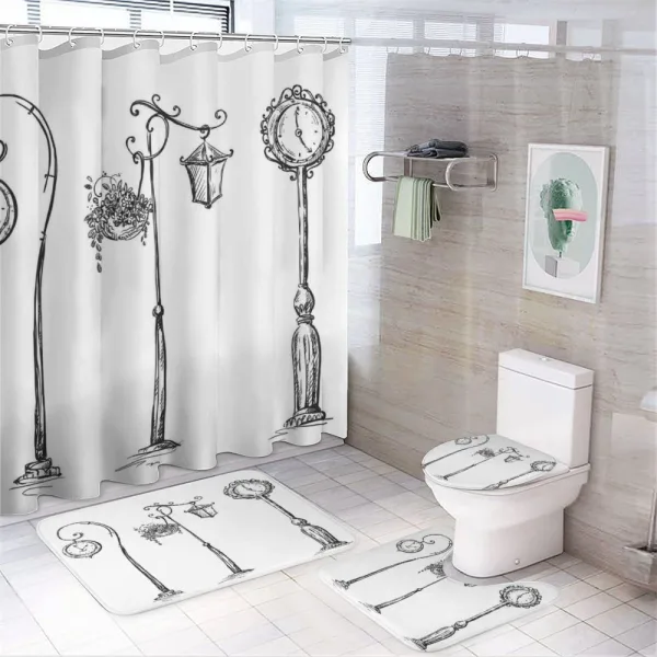 Street Clocks Urban on a shower curtain