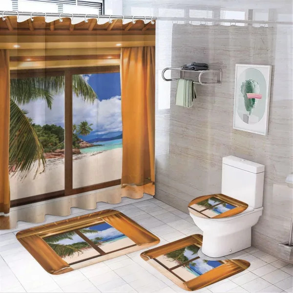 Tropical Exotic Seashore View on a shower curtain
