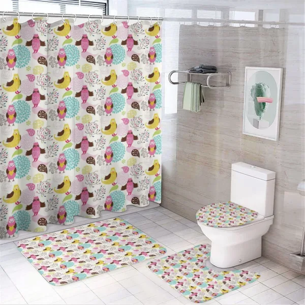 Vivid Flora Birds on a shower curtain