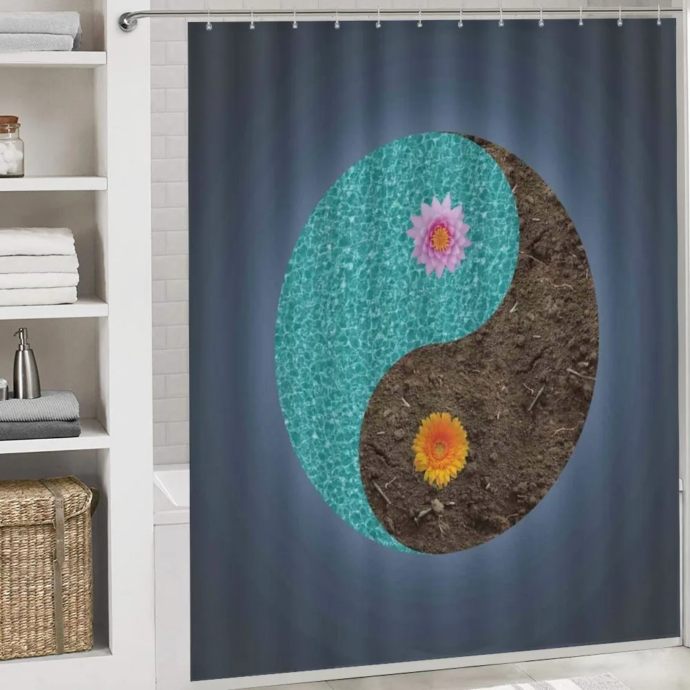 Yin Yang Flower Teal Brown — Detail 4