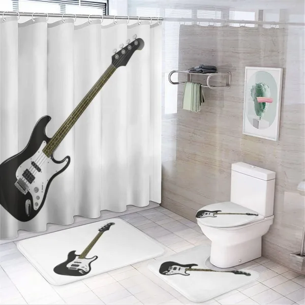 4 String Bass Music on a shower curtain