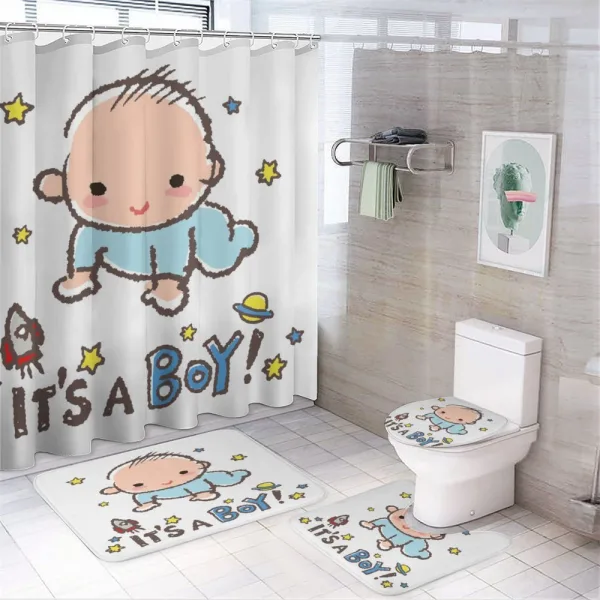 Baby Boy Gender on a shower curtain