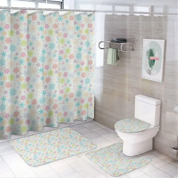 Colorful Doodle Snow on a shower curtain