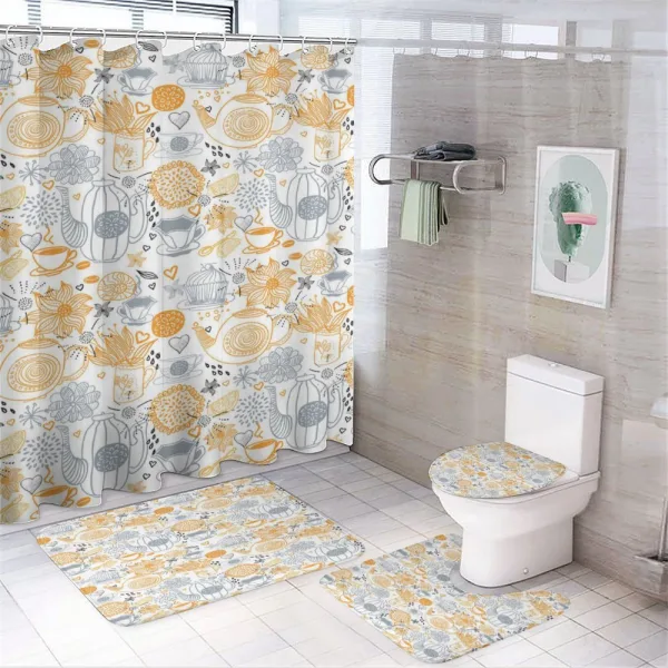 Colorful Floral Theme on a shower curtain