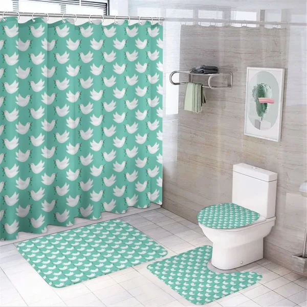 Doodle Dove with Branch on a shower curtain
