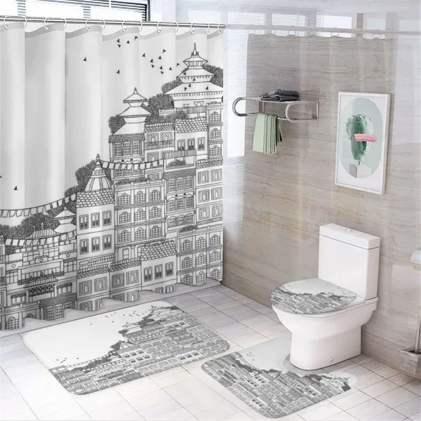 Doodle Style Kathmandu on a shower curtain