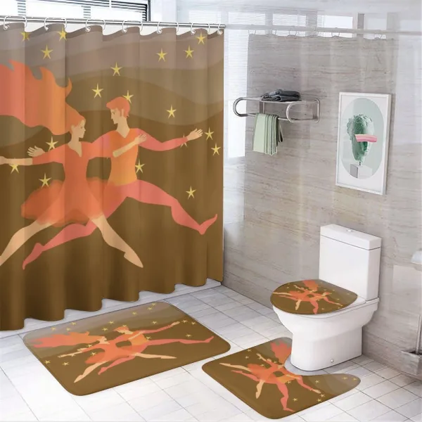 Fire Couple in the Space on a shower curtain