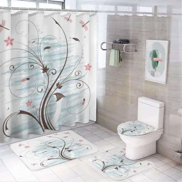 Grunge Flower Buds on a shower curtain