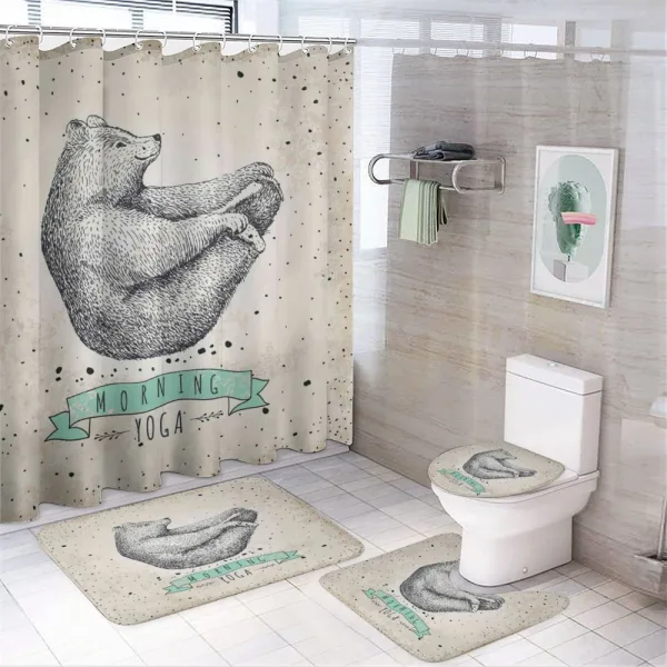 Meditating Bear Calm Life on a shower curtain