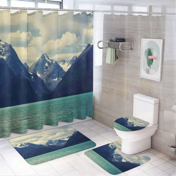 Northern Norway Harbor on a shower curtain