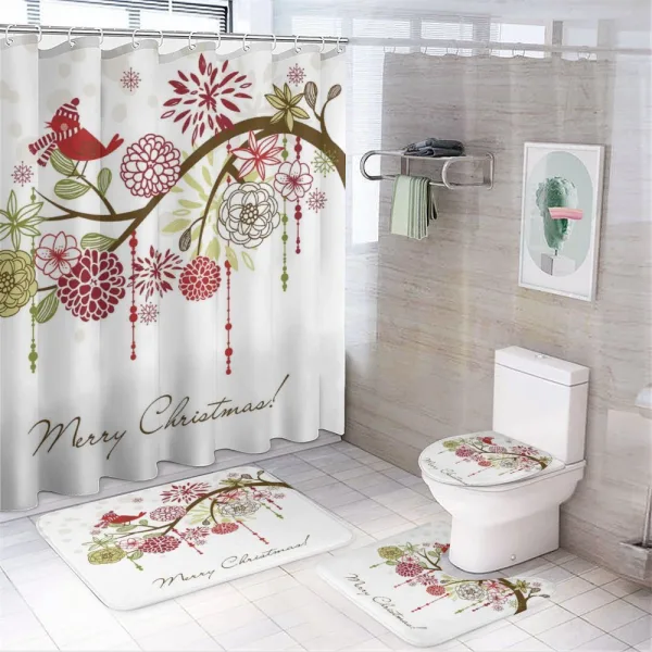 Red Bird Floral Tree on a shower curtain