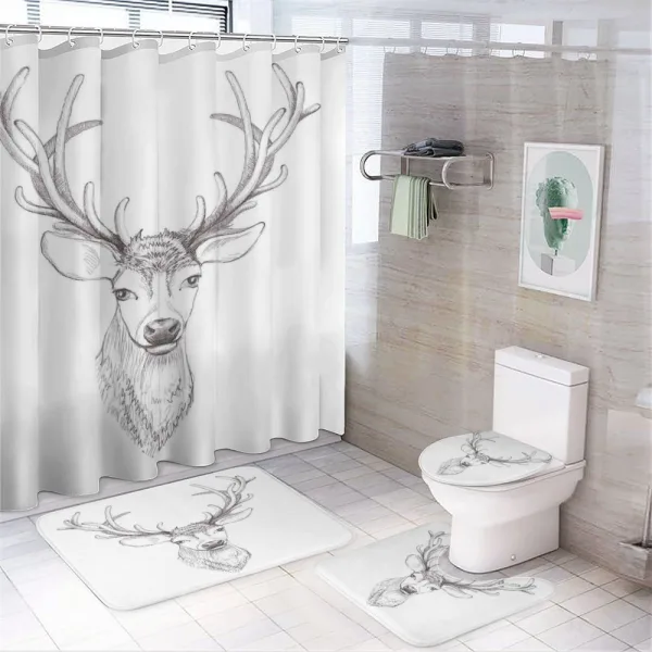 Sketch of Deer Head on a shower curtain