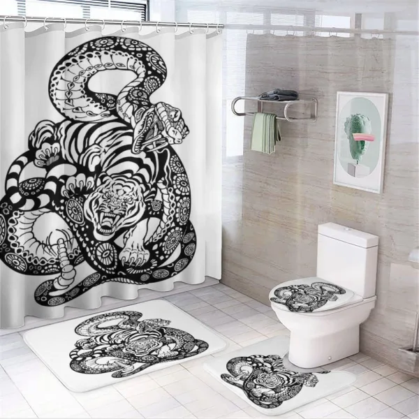 Snake and Tiger Pattern on a shower curtain