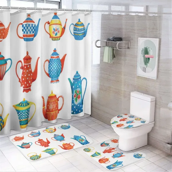 Teapots Design on a shower curtain