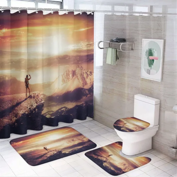 Traveler Woman Sunset on a shower curtain