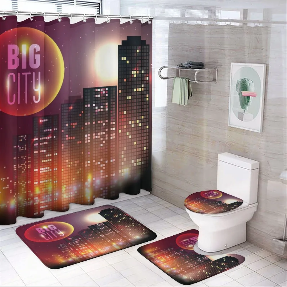 Urban City Night Skyline — Your design