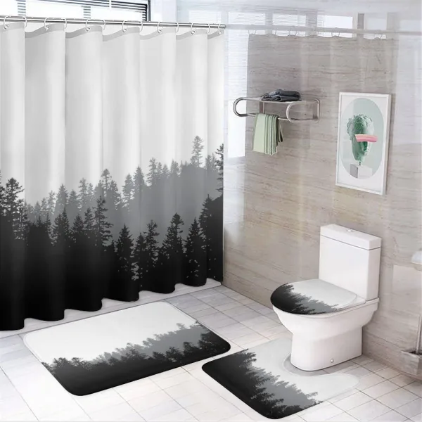 Abstract Wild Spruces on a shower curtain
