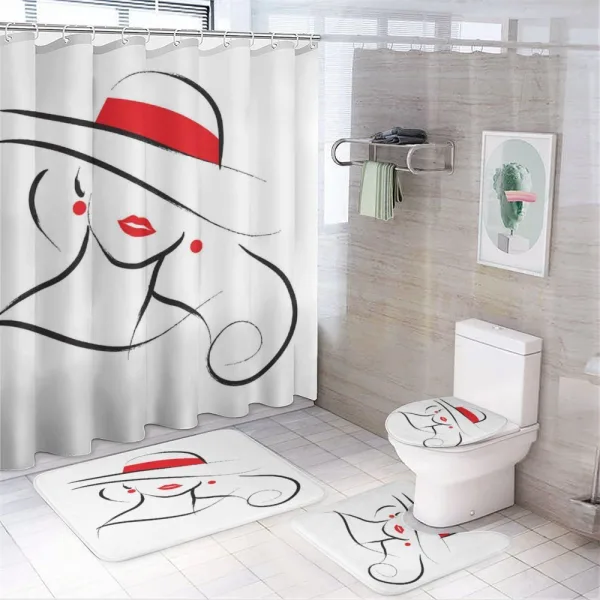 Black Stroke Contour Drawing on a shower curtain