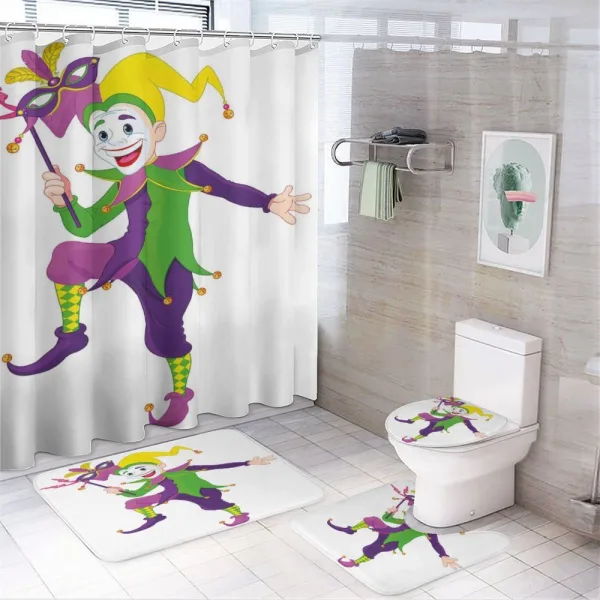 Cartoon Jester on a shower curtain