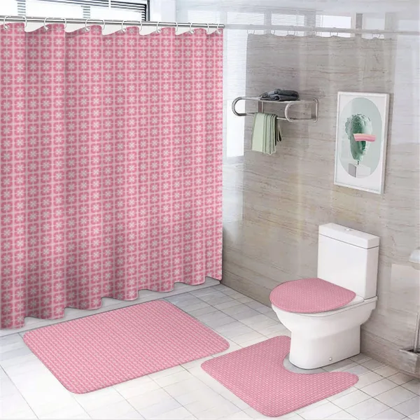 Colorful Retro Ornaments on a shower curtain
