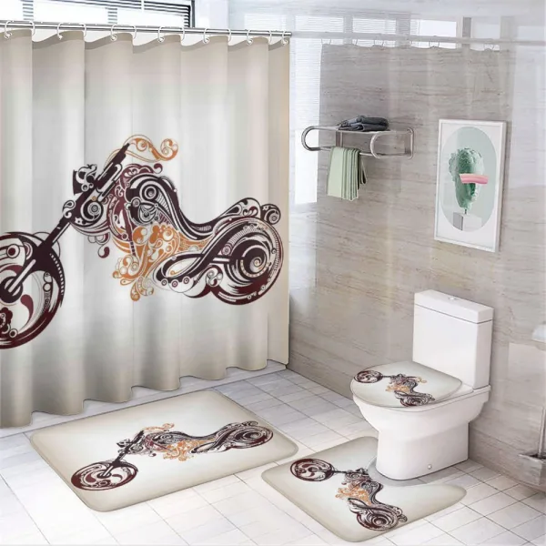 Curvy Floral Bike on a shower curtain