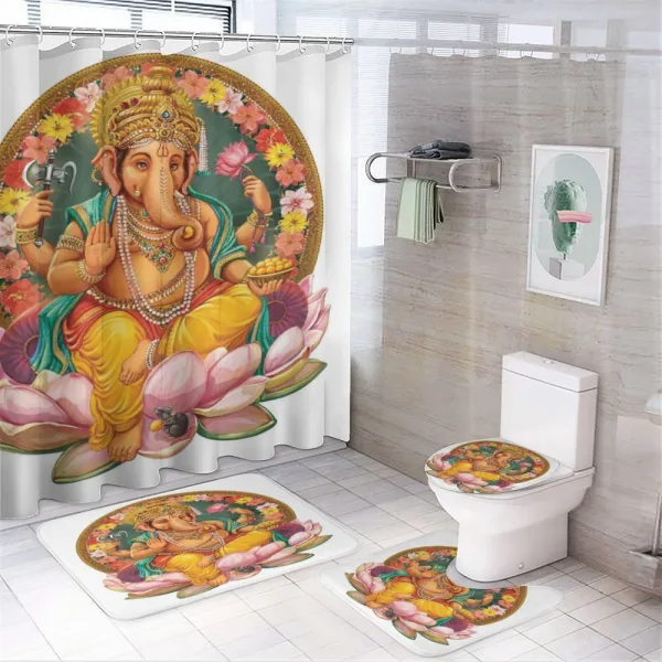 Elephant Figure in a Lotus on a shower curtain