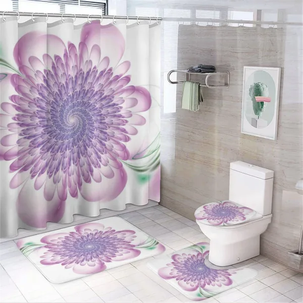 Floral Harmonic Spirals on a shower curtain
