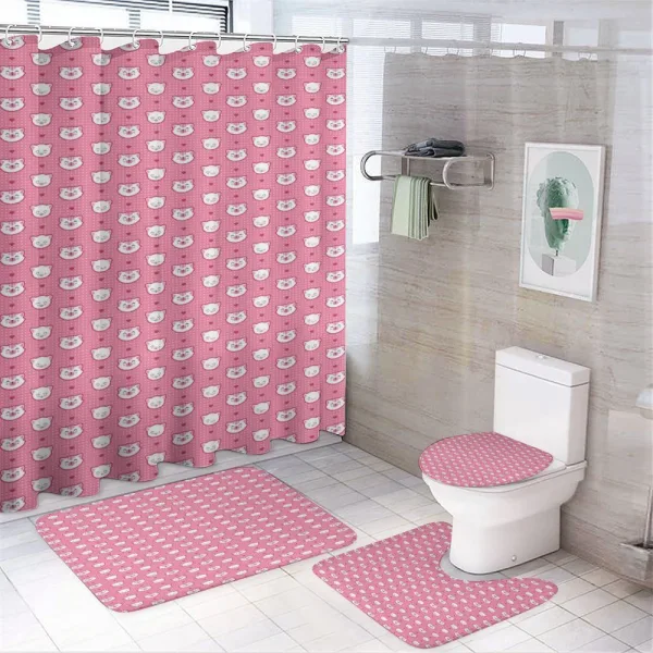 Funny Kitten Faces Dots on a shower curtain