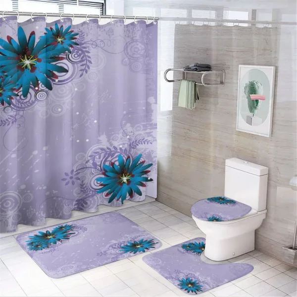Graphic Ornament Flowers on a shower curtain
