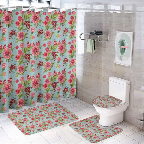 Khokhloma Art Style on a shower curtain