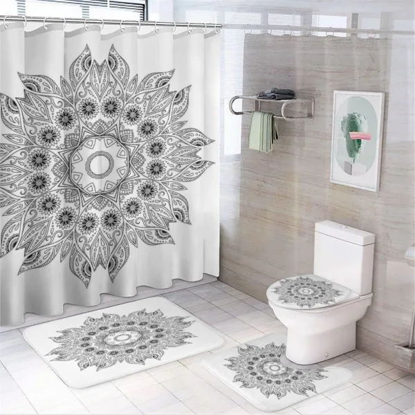 Mandala Black White on a shower curtain