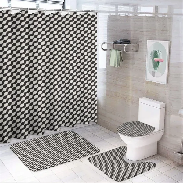 Monochromatic Wavy Stripes on a shower curtain