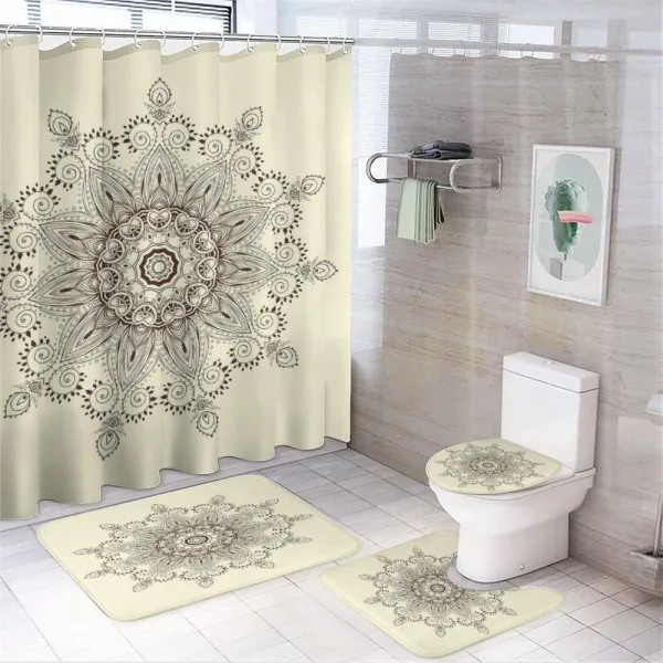 Oriental Lace Motif Pattern on a shower curtain
