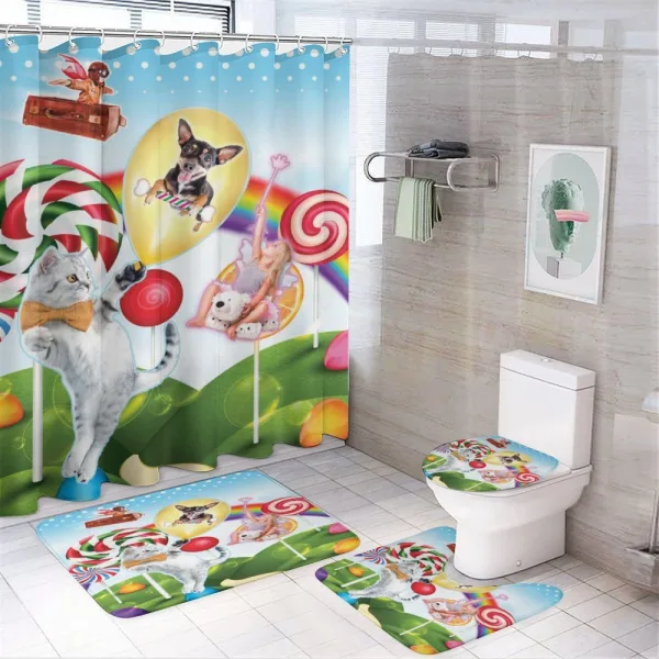 Rainbow Candies Animals on a shower curtain