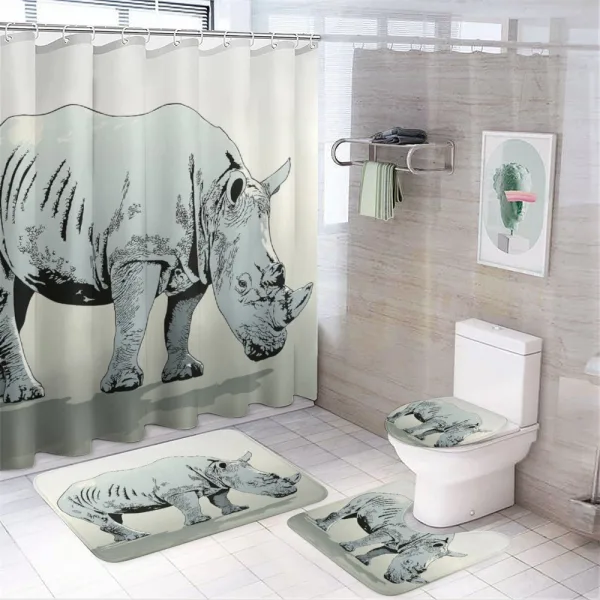 Rhinoceros Art on a shower curtain
