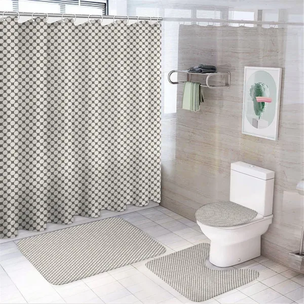 Rhythmic Mesh Design Nets on a shower curtain