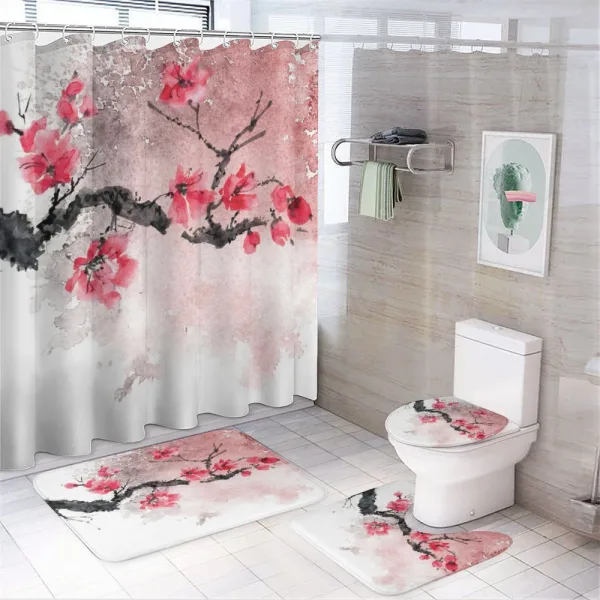 Watercolor Floral Art on a shower curtain