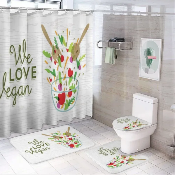 We Love Vegan Food Salad on a shower curtain