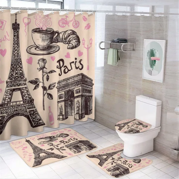 Bakery in Paris Eiffel on a shower curtain