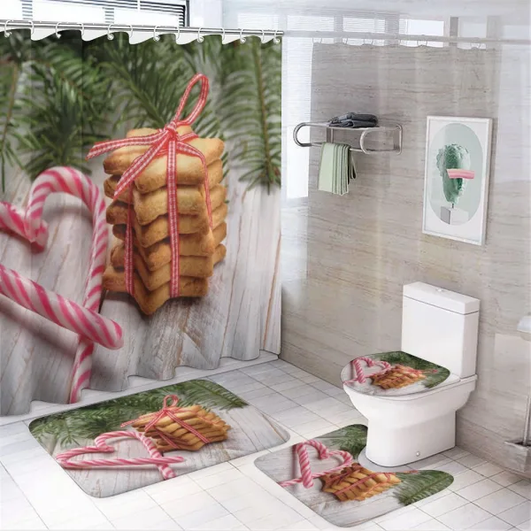 Bundles of Biscuits Tied on a shower curtain
