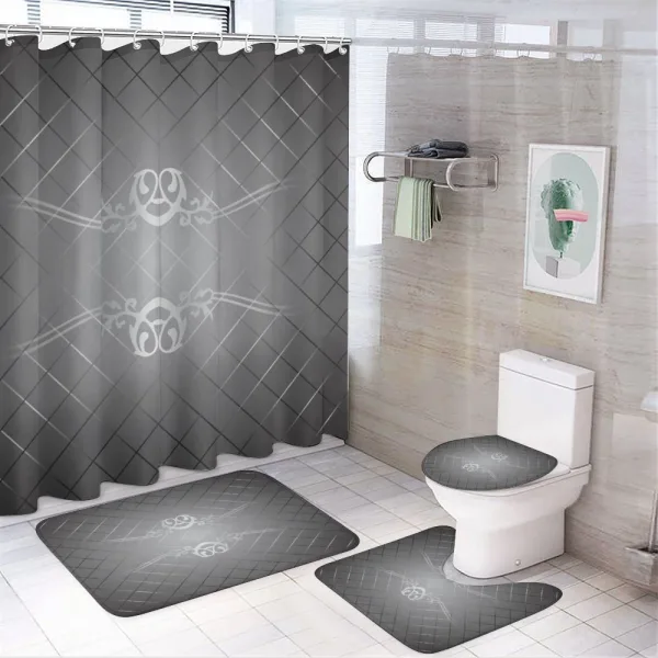 Checkered Pattern Scroll on a shower curtain
