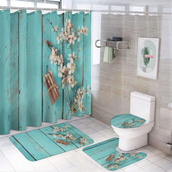 Color Pencil on Blue on a shower curtain