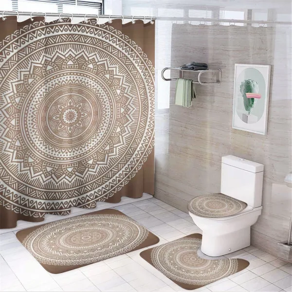 Detailed Round Flower on a shower curtain