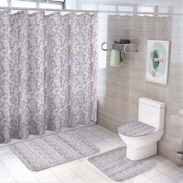 Hand Drawn Science Objects on a shower curtain